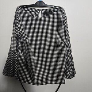 Laundry By Shelli Segal Black and White Gingham Blouse